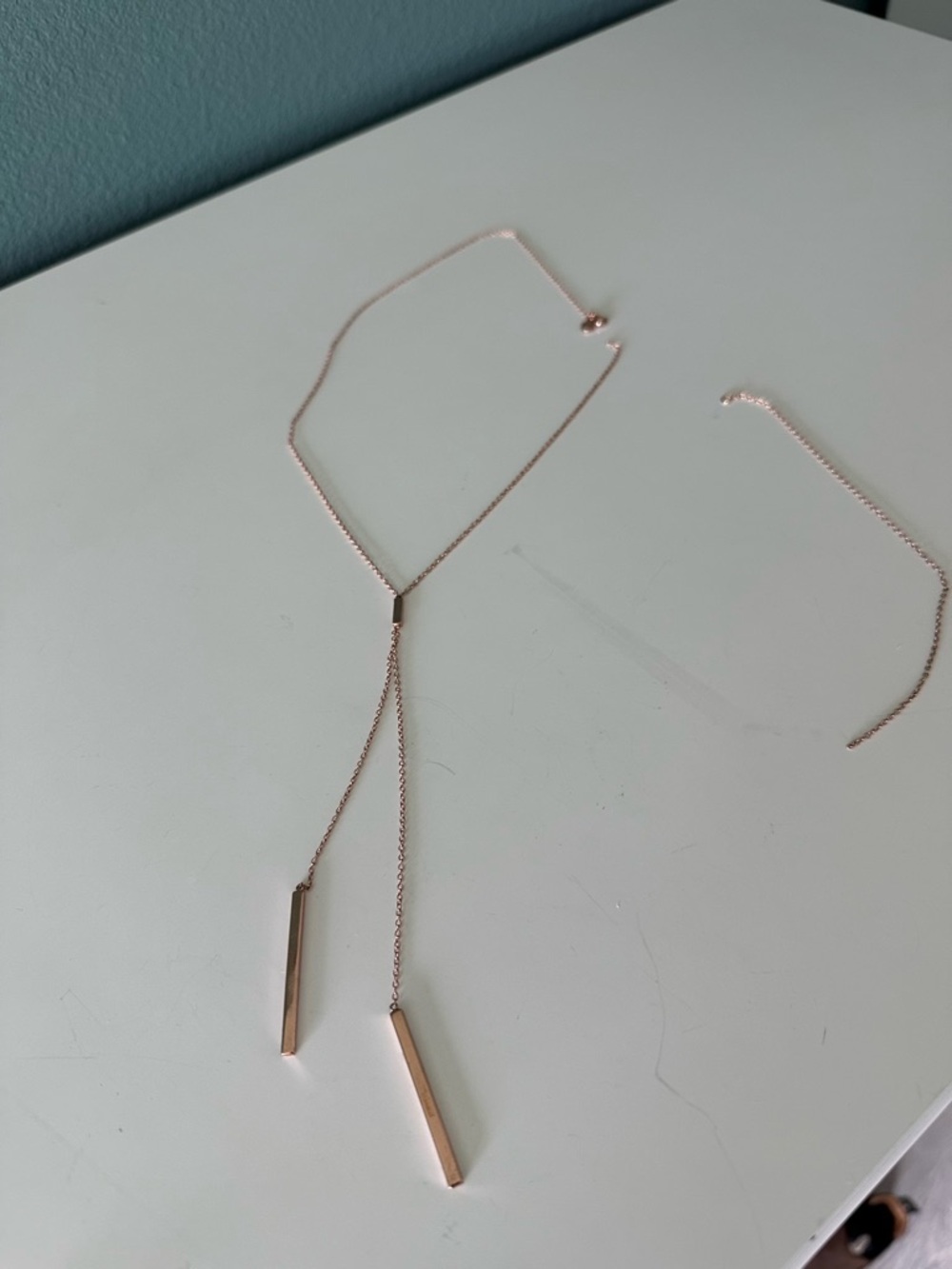 Gorjana Rose Gold Double Bar Y-Necklace (broken; project)